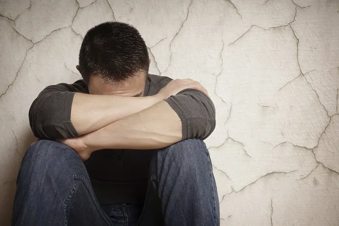 Framed Print : Depression Print: Young Man Hiding His Face Framed Print : Depression Print: Young Man Hiding His Face