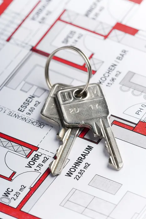 Framed Print : Design and Plan for a House with a Key Print Framed Print : Design and Plan for a House with a Key Print