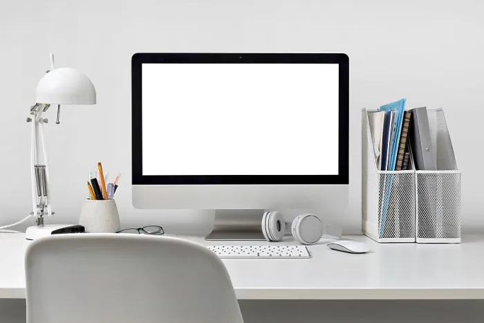 Framed Print : Desktop Computer Print on White Background Framed Print : Desktop Computer Print on White Background