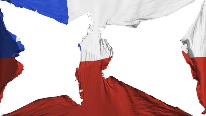 Framed Print : Destroyed Chile Flag 3D Print on White Background Framed Print : Destroyed Chile Flag 3D Print on White Background