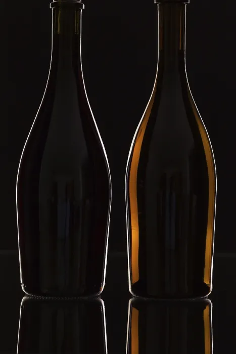 Framed Print : Two Bottles of Wine Print on Black Background Framed Print : Two Bottles of Wine Print on Black Background