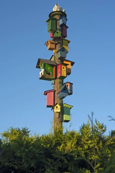 Framed Print : Colourful Nesting Boxes on a Stake Print, Germany