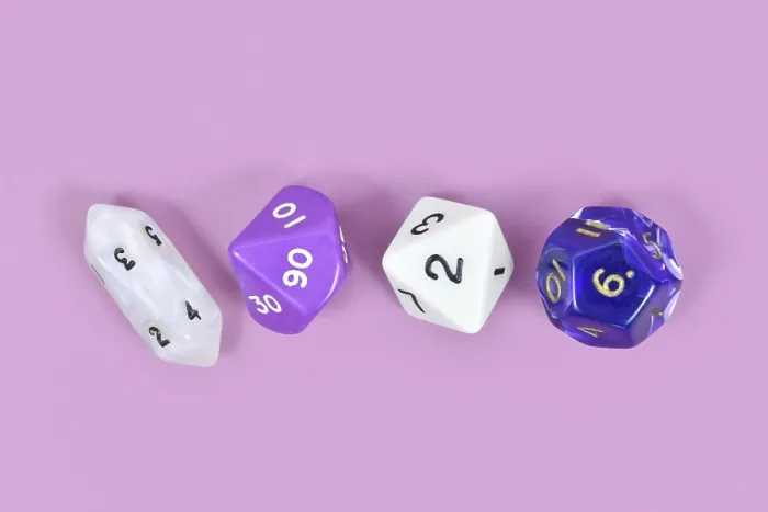 Framed Print : Different Roleplaying RPG Dice on Violet Background Print Framed Print : Different Roleplaying RPG Dice on Violet Background Print