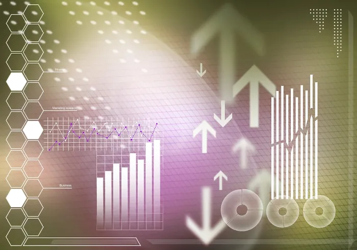 Framed Print : Digital Background Print with Graphs and Diagrams