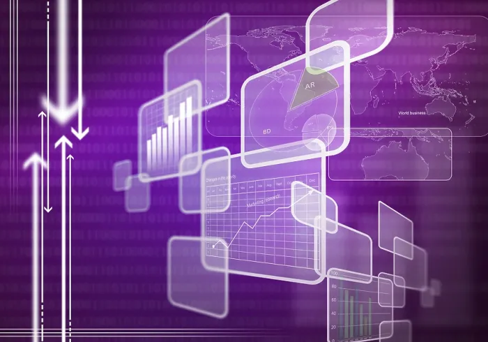 Framed Print : Digital Background Print with Graphs and Diagrams