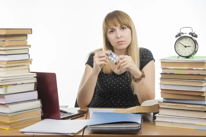 Framed Print : Diseased Student with Tablets Print Framed Print : Diseased Student with Tablets Print