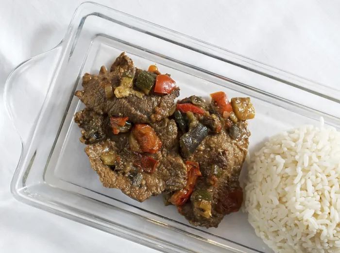 Framed Print : African Senegal Print: Beef, Tomatoes and Vegetables Dish