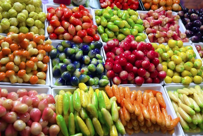 Framed Print : Colorful Sweets at Naka Weekend Market Print