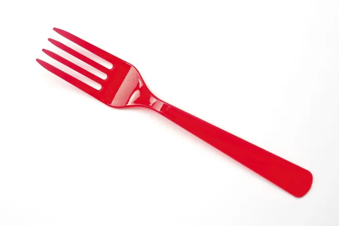 Framed Print : Disposable Red Plastic Fork Print Framed Print : Disposable Red Plastic Fork Print