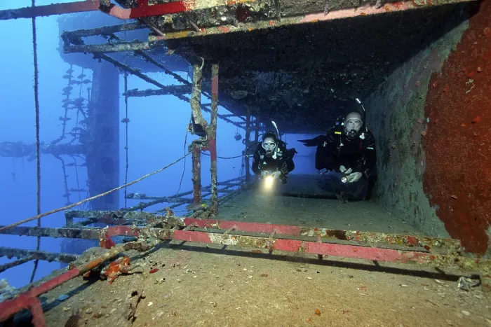 Framed Print : Diver and Diver Explore Wreck, Salem Express Print Framed Print : Diver and Diver Explore Wreck, Salem Express Print