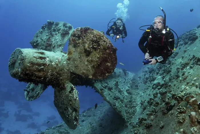 Framed Print : Diver Explores Salem Express Shipwreck Print Framed Print : Diver Explores Salem Express Shipwreck Print