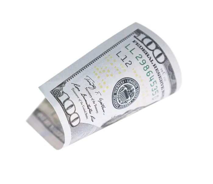 Framed Print : One Hundred Dollar Bill Print Falling on Empty Background