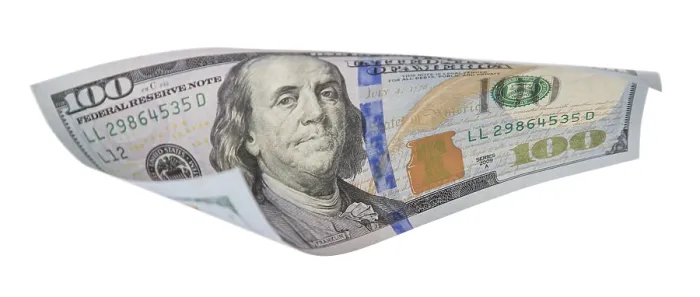 Framed Print : One Hundred Dollar Bill Print Falling on Empty Background Framed Print : One Hundred Dollar Bill Print Falling on Empty Background