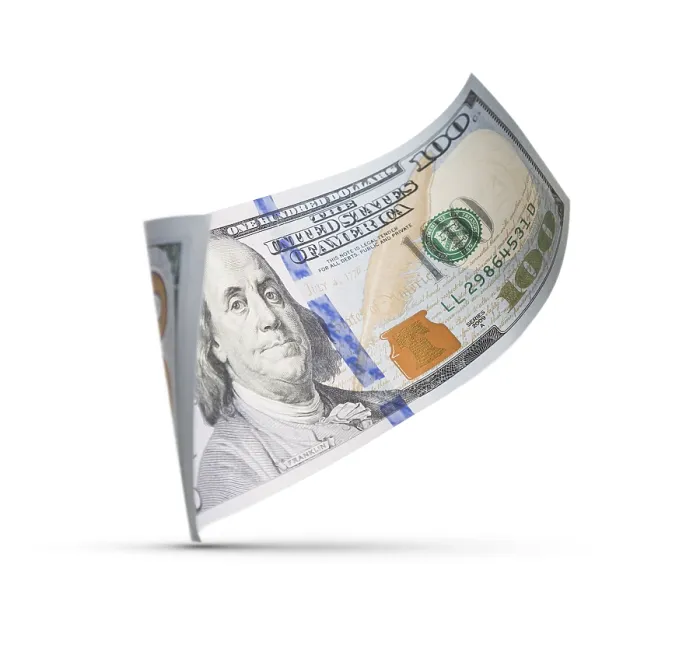 Framed Print : One Hundred Dollar Bill Print - Isolated on White Background Framed Print : One Hundred Dollar Bill Print - Isolated on White Background