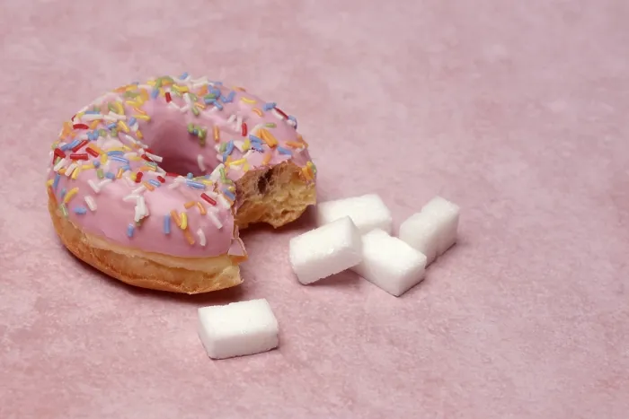Framed Print : Donut and sugar cubes Print Framed Print : Donut and sugar cubes Print