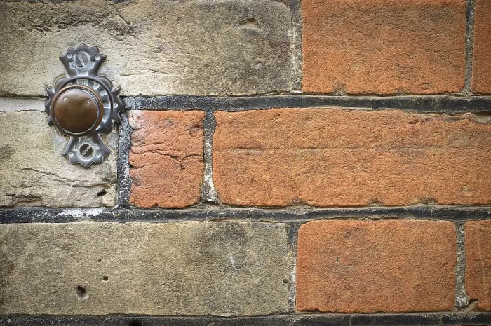Framed Print : Door Bell Button on Victorian Brick Wall Print Framed Print : Door Bell Button on Victorian Brick Wall Print