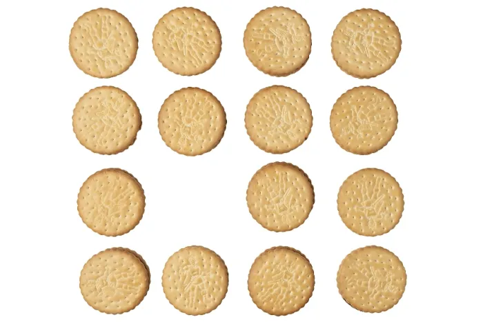 Framed Print : Double Biscuits in Rows Print on White Framed Print : Double Biscuits in Rows Print on White