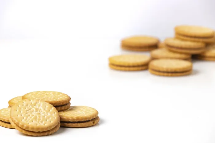 Framed Print : Double Biscuits Print on White Background Framed Print : Double Biscuits Print on White Background