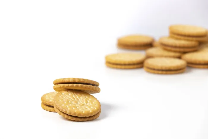 Framed Print : Double Biscuits Print on White Background Framed Print : Double Biscuits Print on White Background