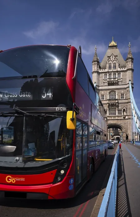 Framed Print : Double Decker Buses on Tower Bridge Print, London