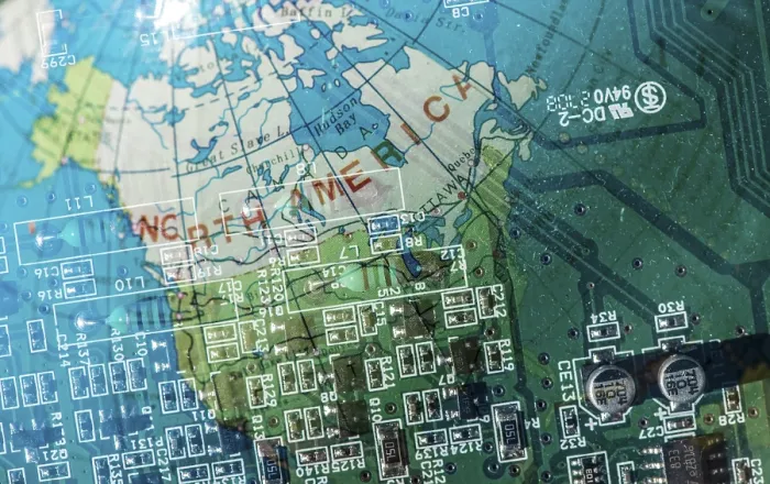 Framed Print : Double Exposure Technology Background and World Map Print Framed Print : Double Exposure Technology Background and World Map Print