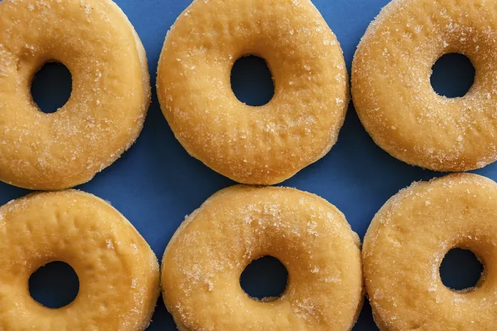 Framed Print : Six Doughnuts on Blue Background Print Framed Print : Six Doughnuts on Blue Background Print