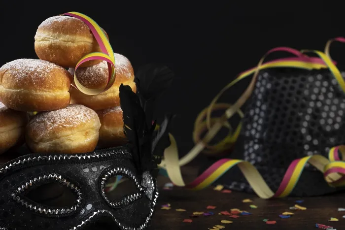 Framed Print : Doughnuts Print with Carnival Mask and Snakes