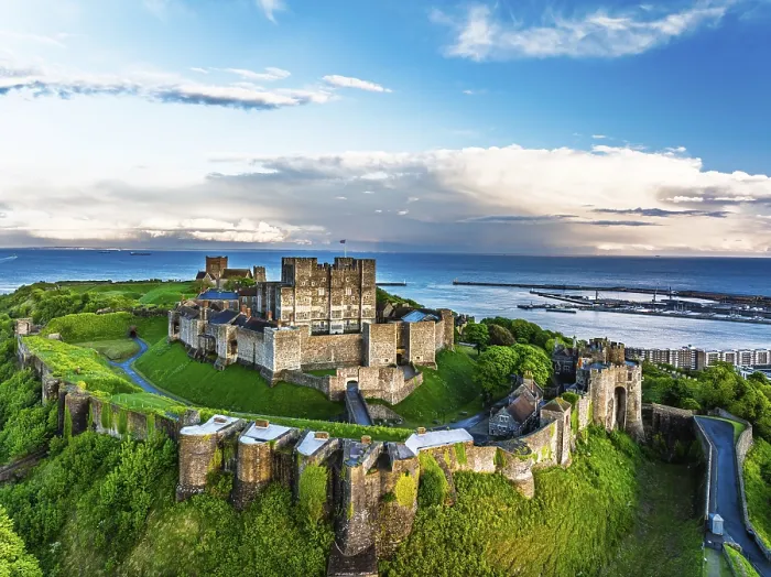 Framed Print : White Cliffs Dover Castle Print from a Drone, Kent, England Framed Print : White Cliffs Dover Castle Print from a Drone, Kent, England