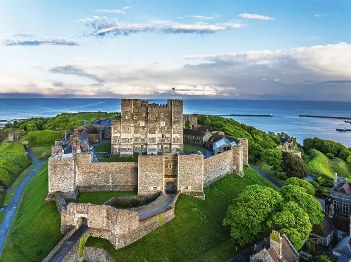 Framed Print : White Cliffs Dover Castle Print from a Drone, Kent, England Framed Print : White Cliffs Dover Castle Print from a Drone, Kent, England