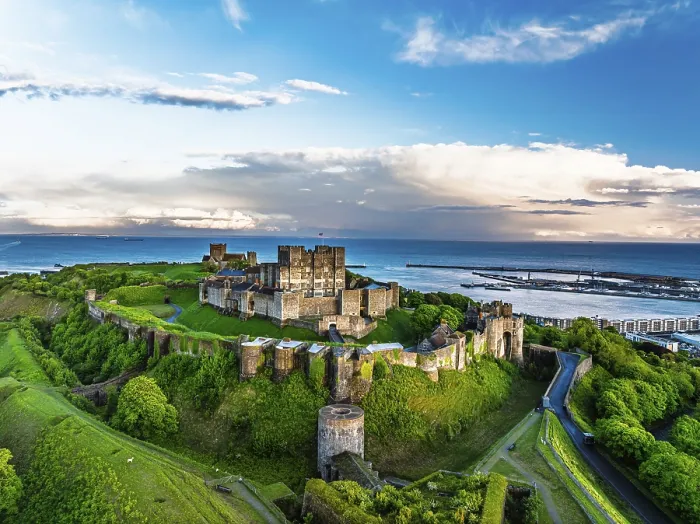 Framed Print : White Cliffs Dover Castle Print from a Drone, Kent, England Framed Print : White Cliffs Dover Castle Print from a Drone, Kent, England