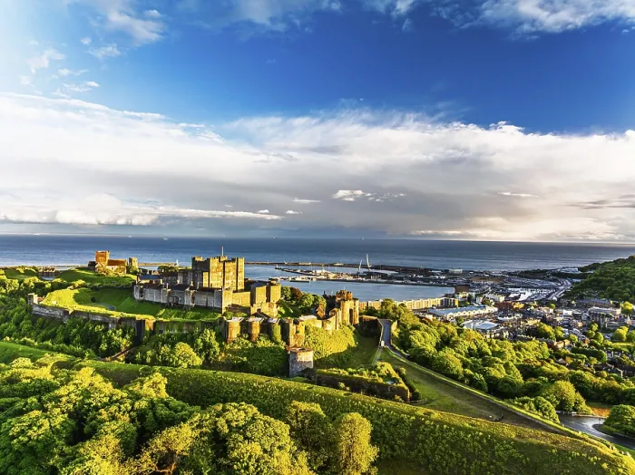 Framed Print : White Cliffs Dover Castle Print from a Drone, Kent, England Framed Print : White Cliffs Dover Castle Print from a Drone, Kent, England
