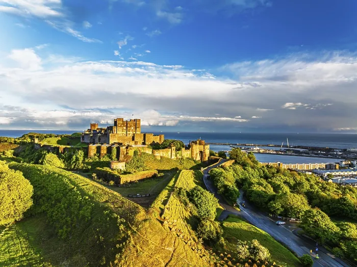 Framed Print : White Cliffs Dover Castle Print from a Drone, Kent, England Framed Print : White Cliffs Dover Castle Print from a Drone, Kent, England