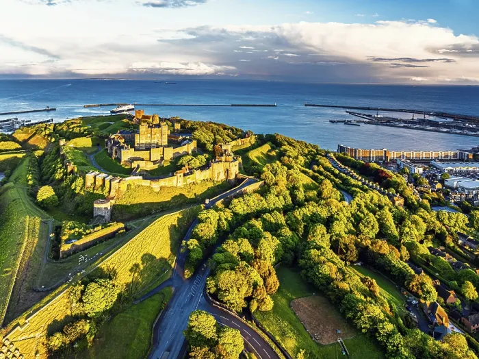 Framed Print : Dover Castle Print from a Drone, White Cliffs, Kent Framed Print : Dover Castle Print from a Drone, White Cliffs, Kent
