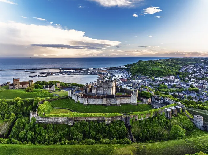 Framed Print : White Cliffs Dover Castle Print from a Drone, Kent, England Framed Print : White Cliffs Dover Castle Print from a Drone, Kent, England