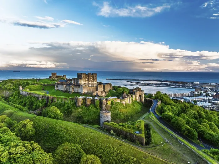 Framed Print : White Cliffs Dover Castle Print from a Drone, Kent, England Framed Print : White Cliffs Dover Castle Print from a Drone, Kent, England