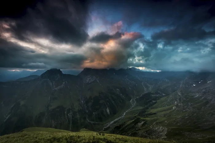 Framed Print : Dramatic Clouds Above Lechtal Mountains Print, Austria