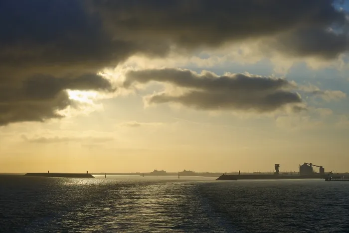 Framed Print : Dramatic Clouds and Setting Sun Print, Calais Harbor, France Framed Print : Dramatic Clouds and Setting Sun Print, Calais Harbor, France