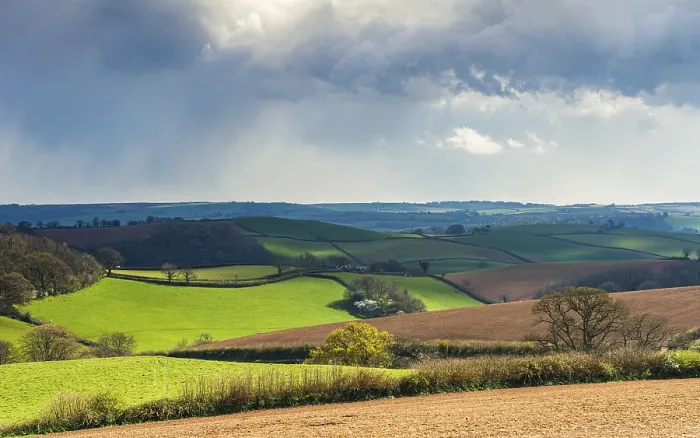 Framed Print : Dramatic Clouds Print over Berry Pomeroy Fields Framed Print : Dramatic Clouds Print over Berry Pomeroy Fields