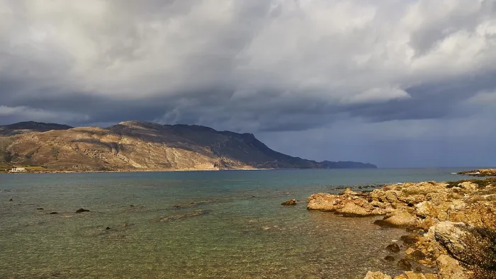 Framed Print : Western Crete Print: Dramatic Cloudy Sky, Kissamos Gulf