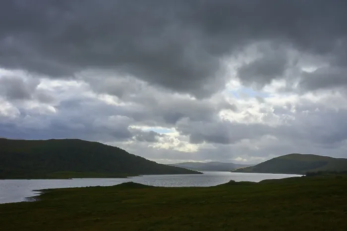 Framed Print : Dramatic Cloudy Sky Print over Loch Naver, Scotland Framed Print : Dramatic Cloudy Sky Print over Loch Naver, Scotland