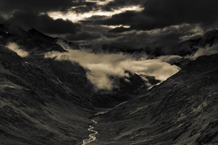 Framed Print : Dramatic Cloudy Sky Print of Otztal Alps, Solden, Austria Framed Print : Dramatic Cloudy Sky Print of Otztal Alps, Solden, Austria