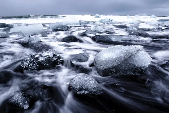 Framed Print : Dramatic Seascape Print - Diamond Beach, Iceland Framed Print : Dramatic Seascape Print - Diamond Beach, Iceland