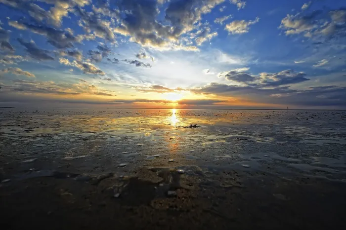 Framed Print : Dramatic Sunset Beach Print, Langeoog, East Frisian Islands Framed Print : Dramatic Sunset Beach Print, Langeoog, East Frisian Islands