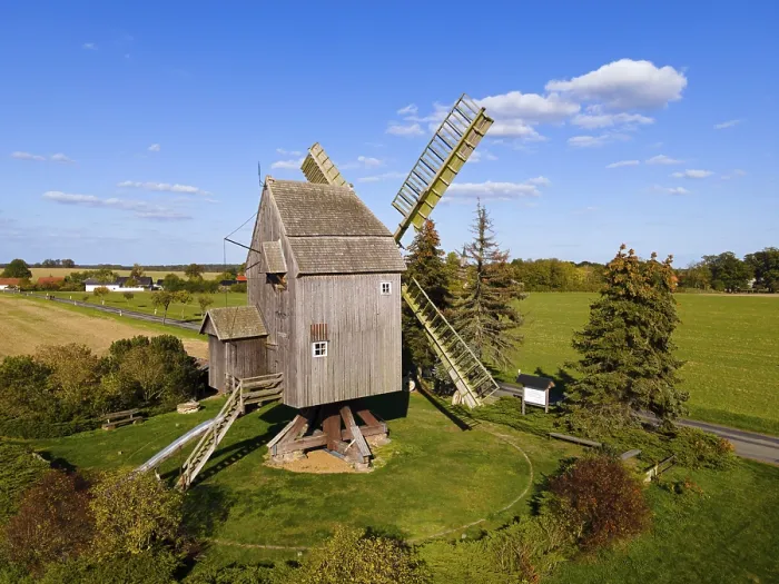 Framed Print : Drone Shot Print of Bockwindmuhle in Kalbe, Germany Framed Print : Drone Shot Print of Bockwindmuhle in Kalbe, Germany