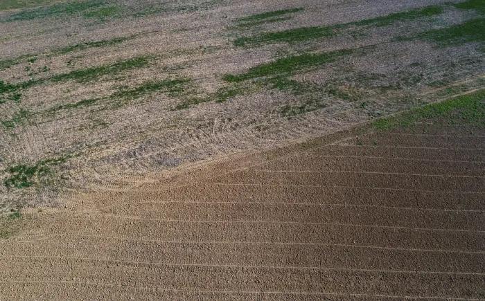 Framed Print : Drone View of Harvested Fields Print, Upper Austria Framed Print : Drone View of Harvested Fields Print, Upper Austria