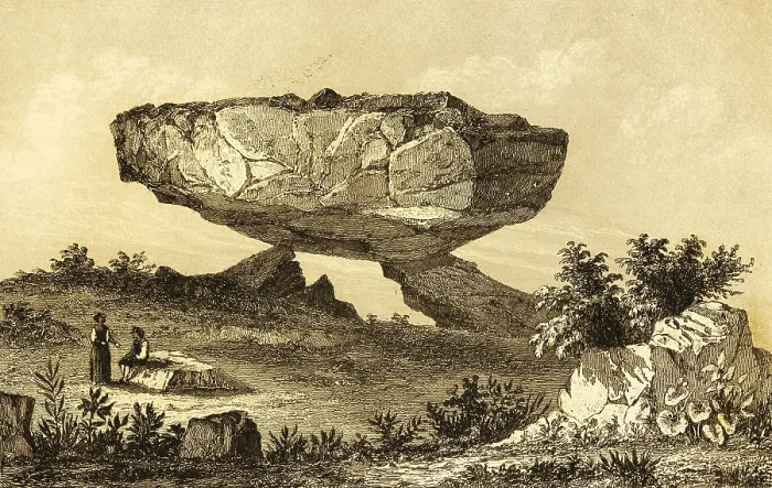 Framed Print : Druid Monument in Cornwall, England Print 1842 Framed Print : Druid Monument in Cornwall, England Print 1842