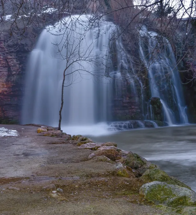 Framed Print : Dry Tree in Waterfall Landscape Print Framed Print : Dry Tree in Waterfall Landscape Print