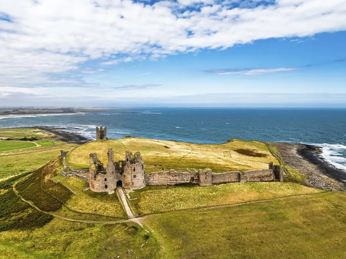 Framed Print : Dunstanburgh Castle Drone Print, Northumberland Coast Framed Print : Dunstanburgh Castle Drone Print, Northumberland Coast