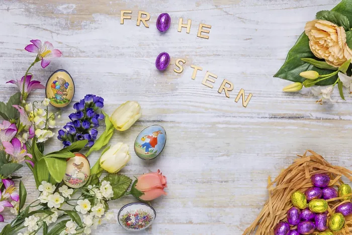 Framed Print : Easter Print with Wooden Background and Spring Flowers Framed Print : Easter Print with Wooden Background and Spring Flowers