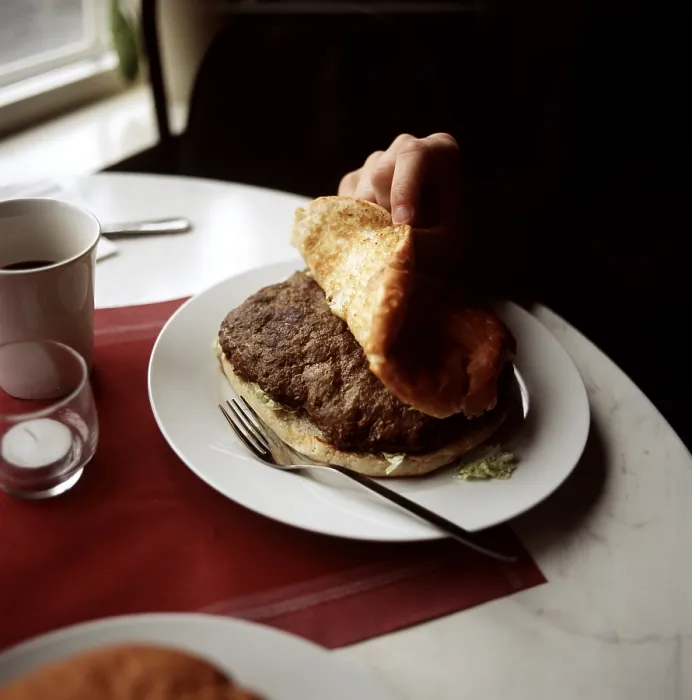 Framed Print : Eating a Hamburger Print Framed Print : Eating a Hamburger Print